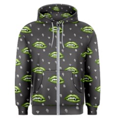 Green Vampire Mouth - Halloween Modern Decor Men s Zipper Hoodie by ConteMonfrey