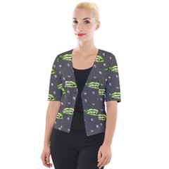 Green Vampire Mouth - Halloween Modern Decor Cropped Button Cardigan by ConteMonfrey