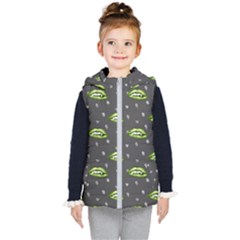 Green Vampire Mouth - Halloween Modern Decor Kids  Hooded Puffer Vest by ConteMonfrey