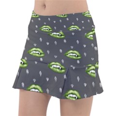 Green Vampire Mouth - Halloween Modern Decor Classic Tennis Skirt by ConteMonfrey