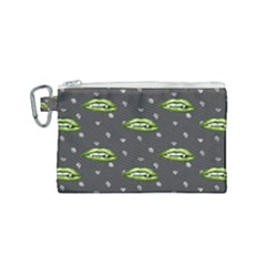 Green Vampire Mouth - Halloween Modern Decor Canvas Cosmetic Bag (small) by ConteMonfrey