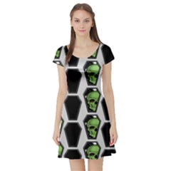 Coffins And Skulls - Modern Halloween Decor  Short Sleeve Skater Dress by ConteMonfrey