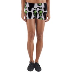 Coffins And Skulls - Modern Halloween Decor  Yoga Shorts by ConteMonfrey