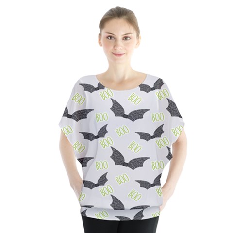 Boo! Bat Rain - Halloween Decor  Batwing Chiffon Blouse by ConteMonfrey