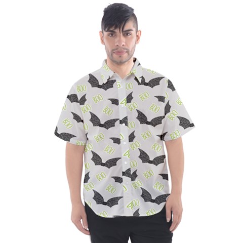 Boo! Bat Rain - Halloween Decor  Men s Short Sleeve Shirt by ConteMonfrey