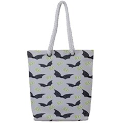 Boo! Bat Rain - Halloween Decor  Full Print Rope Handle Tote (small) by ConteMonfrey