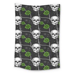 Green Roses And Skull - Romantic Halloween   Large Tapestry by ConteMonfrey