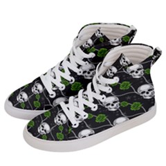 Green Roses And Skull - Romantic Halloween   Men s Hi-top Skate Sneakers