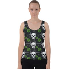 Green Roses And Skull - Romantic Halloween   Velvet Tank Top by ConteMonfrey