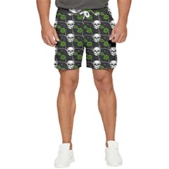 Green Roses And Skull - Romantic Halloween   Men s Runner Shorts by ConteMonfrey