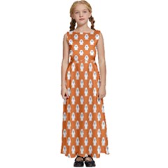 Cute Little Ghosts Halloween Theme Kids  Satin Sleeveless Maxi Dress by ConteMonfrey