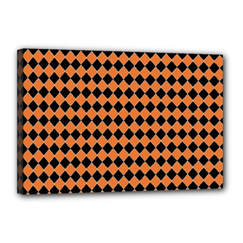 Halloween Black Orange Plaids Canvas 18  X 12  (stretched) by ConteMonfrey