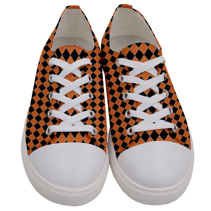 Halloween Black Orange Plaids Women s Low Top Canvas Sneakers