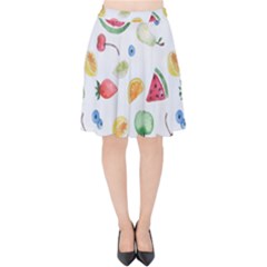 Fruit Summer Vitamin Watercolor Velvet High Waist Skirt