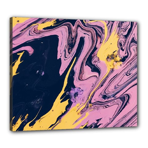 Pink Black And Yellow Abstract Painting Canvas 24  X 20  (stretched)