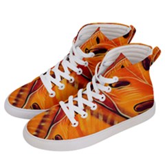 Orange Leaves Nature Pattern Men s Hi-top Skate Sneakers by Wegoenart