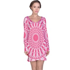 Mandala Pink Abstract Long Sleeve Nightdress by Wegoenart