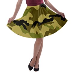 Army Camouflage Texture A-line Skater Skirt by nateshop