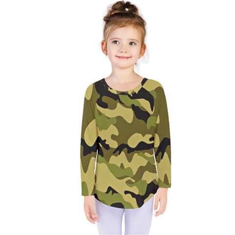 Army Camouflage Texture Kids  Long Sleeve Tee by nateshop