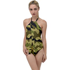 Army Camouflage Texture Go With The Flow One Piece Swimsuit by nateshop