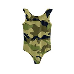 Army Camouflage Texture Kids  Frill Swimsuit by nateshop