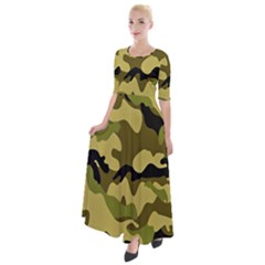 Army Camouflage Texture Half Sleeves Maxi Dress by nateshop