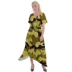 Army Camouflage Texture Cross Front Sharkbite Hem Maxi Dress by nateshop