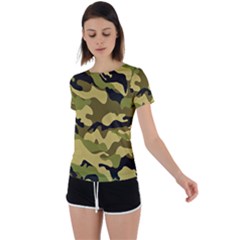 Army Camouflage Texture Back Circle Cutout Sports Tee by nateshop