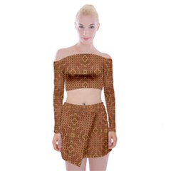 Mosaic (2) Off Shoulder Top With Mini Skirt Set by nateshop
