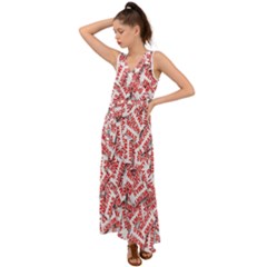 Merry-christmas V-neck Chiffon Maxi Dress