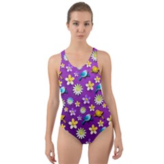 Pattern Cut-out Back One Piece Swimsuit by nateshop