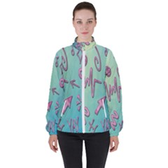 Pink Yes Bacground Women s High Neck Windbreaker by nateshop