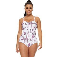 Pink Retro Full Coverage Swimsuit by nateshop