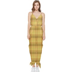 Plaid Sleeveless Tie Ankle Chiffon Jumpsuit by nateshop