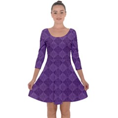 Purple Quarter Sleeve Skater Dress by nateshop