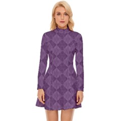 Purple Long Sleeve Velour Longline Dress