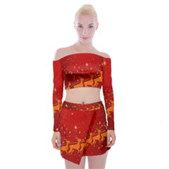 Santa Off Shoulder Top With Mini Skirt Set by nateshop