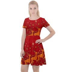 Santa Cap Sleeve Velour Dress 