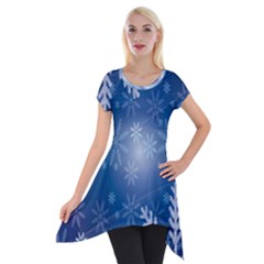 Snowflakes Short Sleeve Side Drop Tunic by nateshop