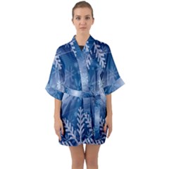 Snowflakes Half Sleeve Satin Kimono  by nateshop