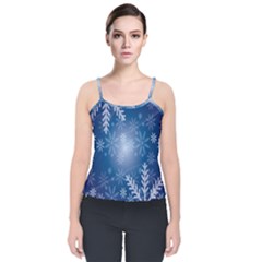 Snowflakes Velvet Spaghetti Strap Top by nateshop