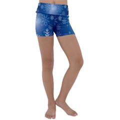 Snowflakes Kids  Lightweight Velour Yoga Shorts by nateshop