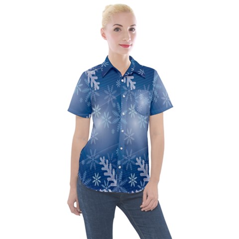 Snowflakes Women s Short Sleeve Pocket Shirt by nateshop