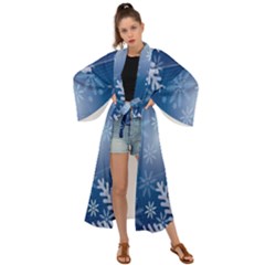 Snowflakes Maxi Kimono by nateshop