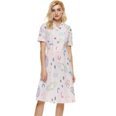 Space Button Top Knee Length Dress by nateshop