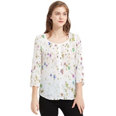 Star Chiffon Quarter Sleeve Blouse by nateshop