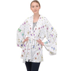 Star Long Sleeve Velvet Kimono  by nateshop