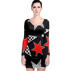 Stars Long Sleeve Bodycon Dress