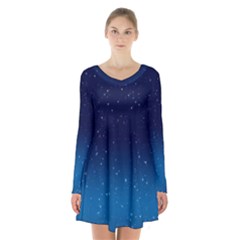 Stars-1 Long Sleeve Velvet V-neck Dress by nateshop