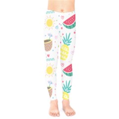 Pineapple And Watermelon Summer Fruit Kids  Leggings